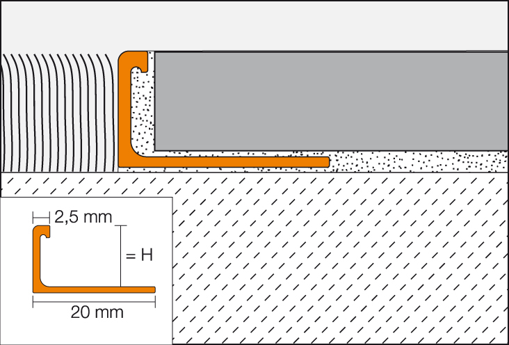 SCHIENE-BASIC-AE 2,5m Abschlussprofil 12,5mm