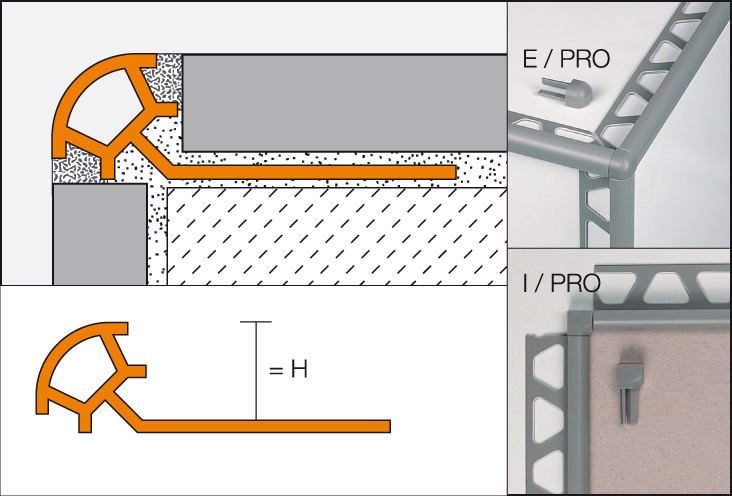 RONDEC-PRO 2,5m Dekorprofil pastellgrau H