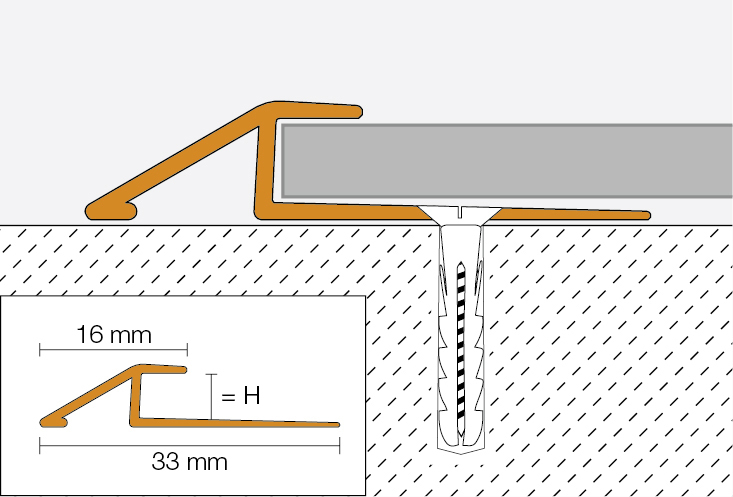 VINPRO-U 2,5m Übergangsprofil H=3mm ATGB