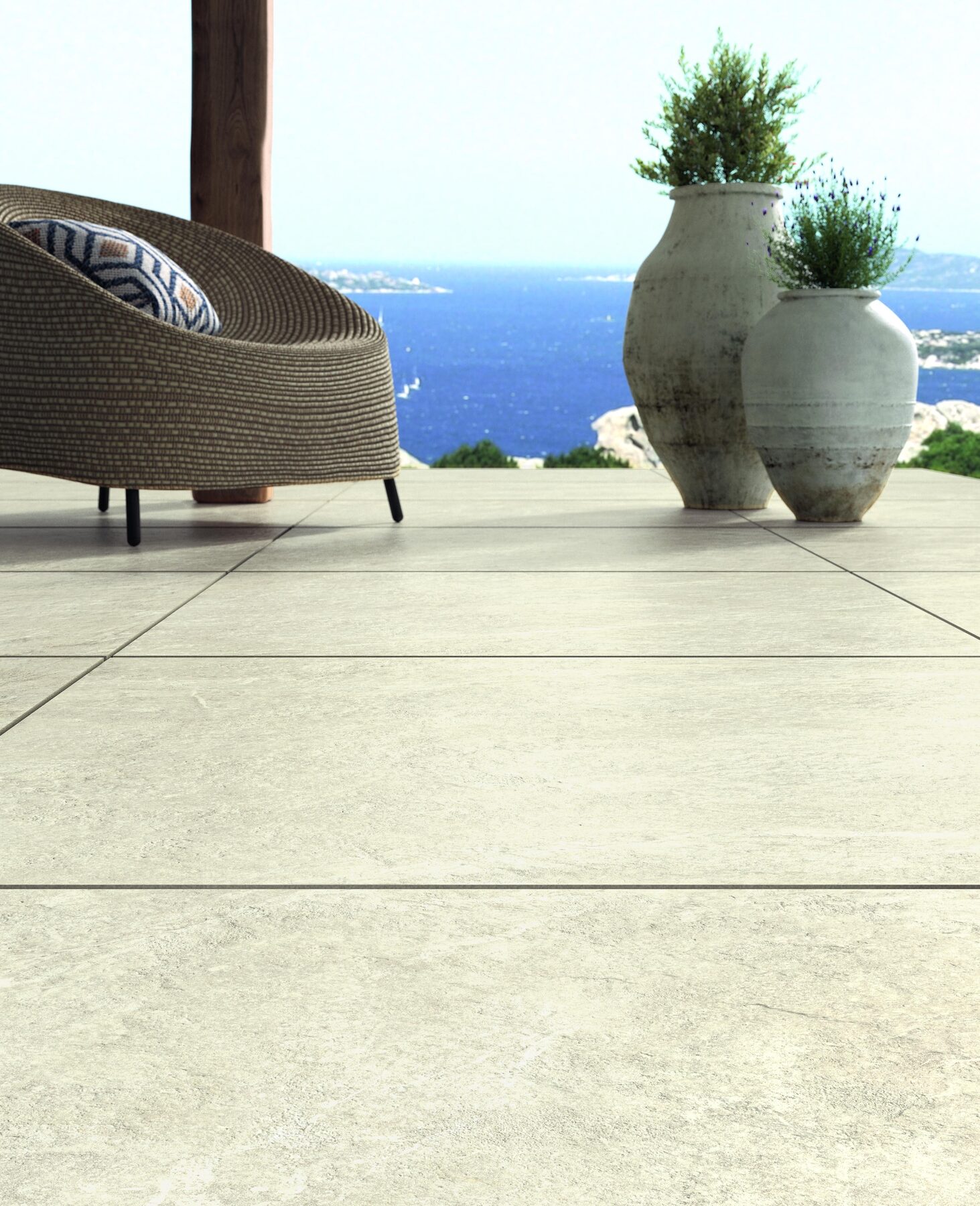 Outdoor-Fliese PIETRA ANTICA white 100x100